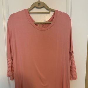 Blush pink quarter sleeve blouse